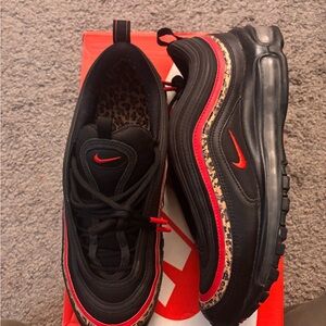 Nike Air Max 97 Black with Red and Leopard Accents